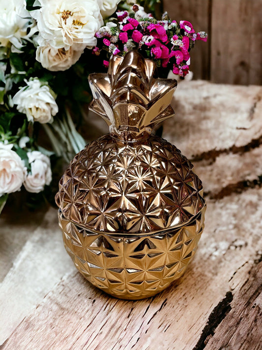 Spiritual Pineapple Soy Wax Candle AJABA NATURALS® Aventurine & Green Tea 