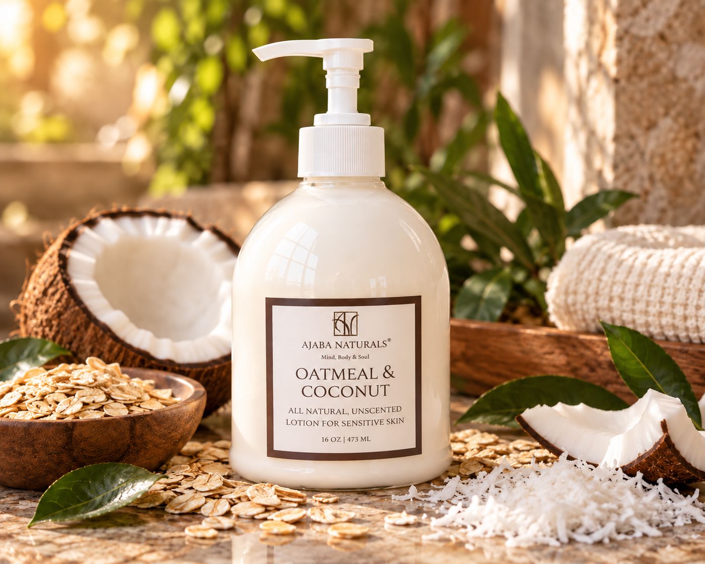 All Natural Oatmeal & Coconut Unscented Lotion for Sensitive Skin Lotion AJABA NATURALS™ 