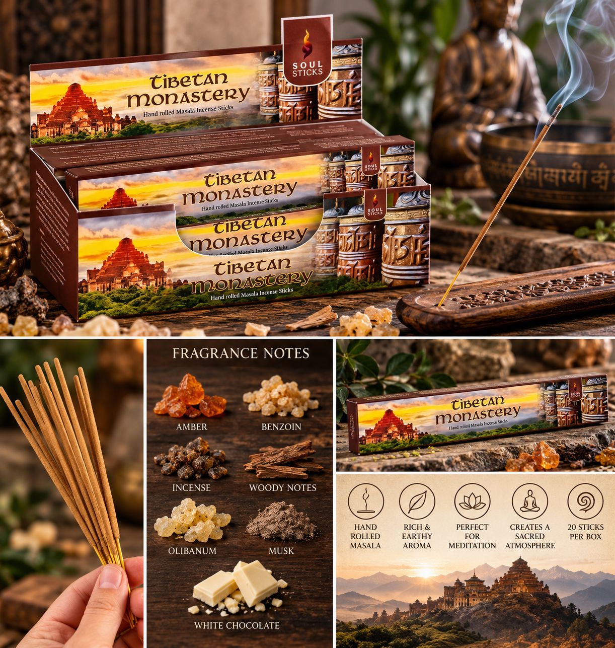 Masala Incense Sticks - Tibetan Monastery Incense Soul Stick 