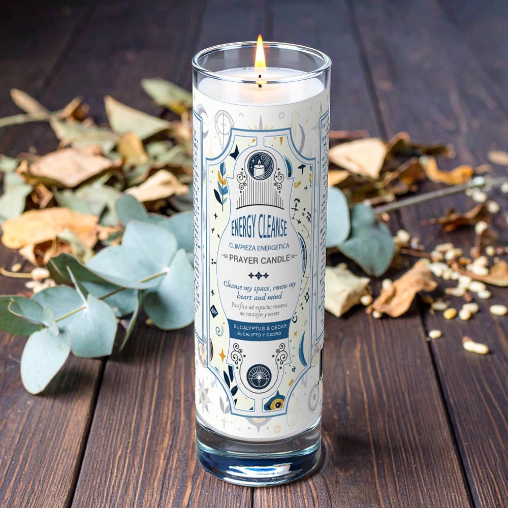 Prayer Candle - Energy Cleanse (8") (9.5 oz) Candle Designs by Deekay Inc. 