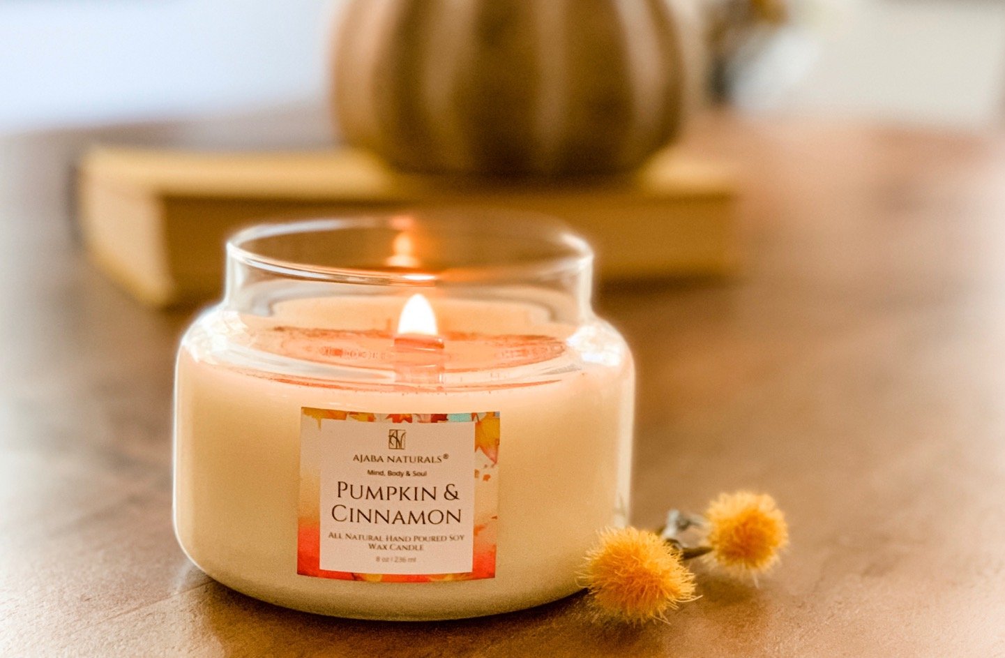 Pumpkin & Cinnamon All Natural Soy Wax Candle Candle AJABA NATURALS® 