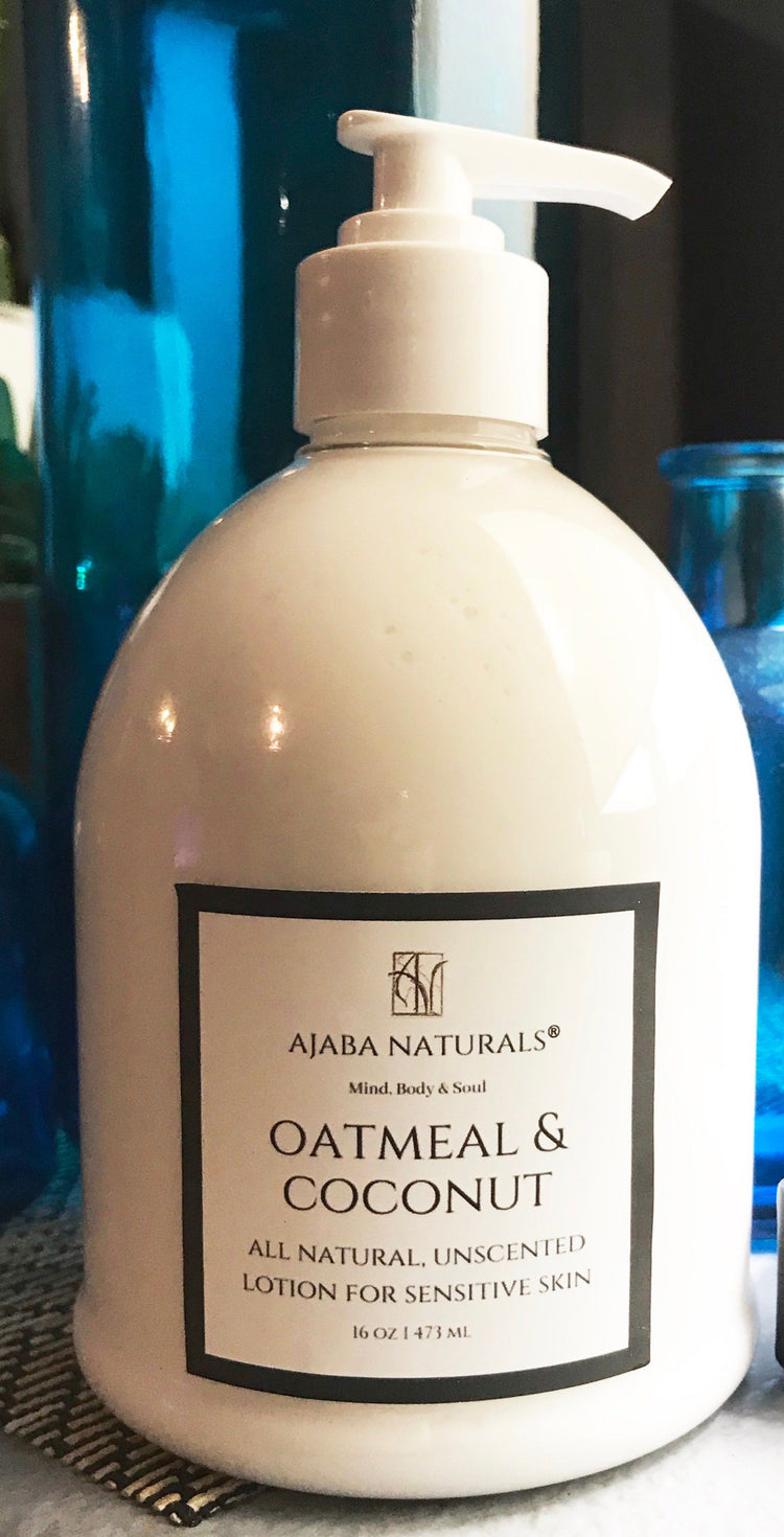 All Natural Oatmeal & Coconut Unscented Lotion for Sensitive Skin AJABA NATURALS®