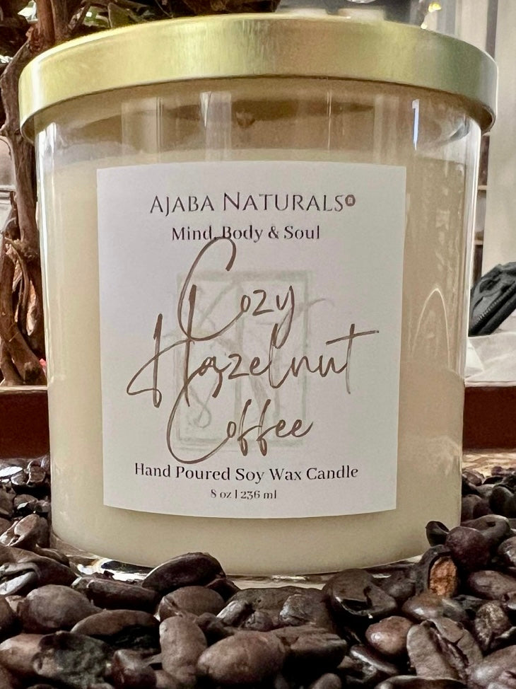 Cozy Hazelnut Coffee Soy Wax Candle Candles AJABA NATURALS® 