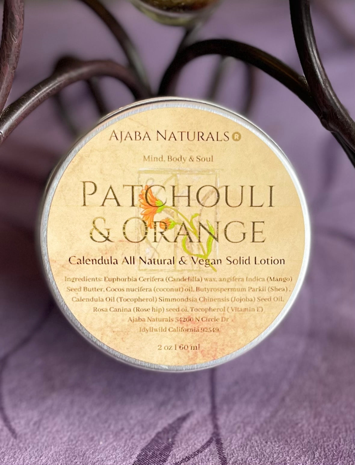 Patchouli & Orange Calendula Solid Lotion Lotion Bar AJABA NATURALS® 
