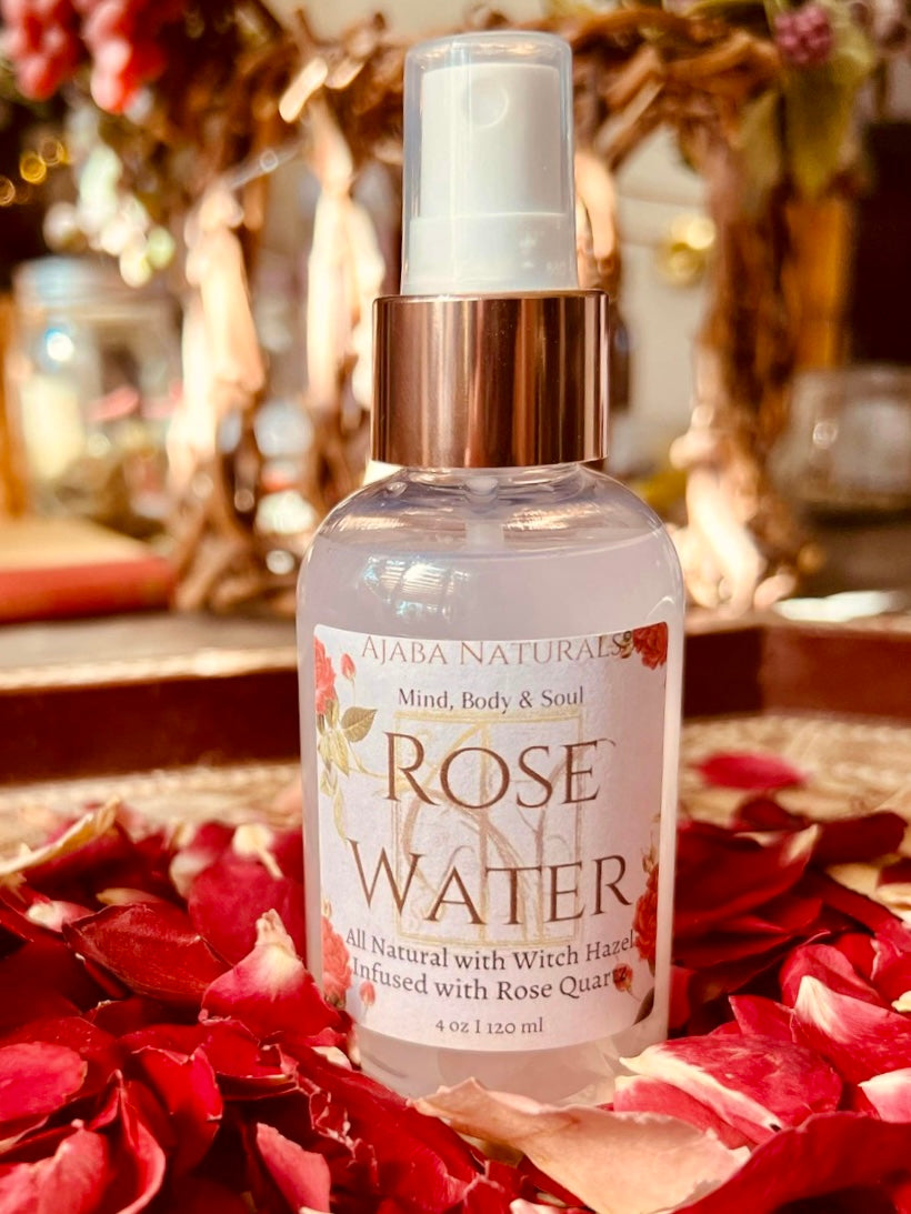 All Natural Rose Water Spray w/ Witch Hazel Spray/ Toner AJABA NATURALS® 