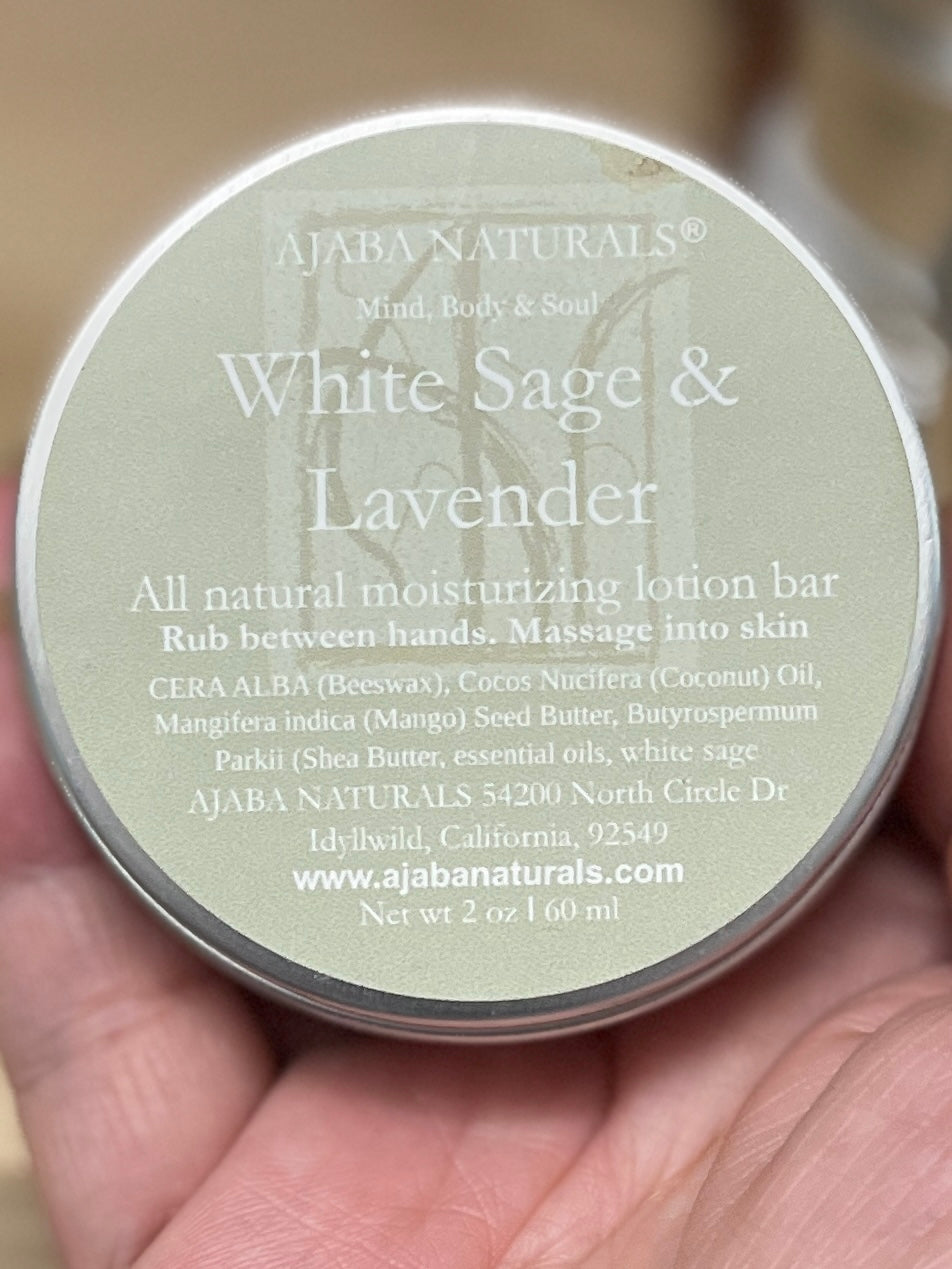 All Natural White Sage & Lavender Moisturizing Solid Lotion Lotion Bar AJABA NATURALS® 