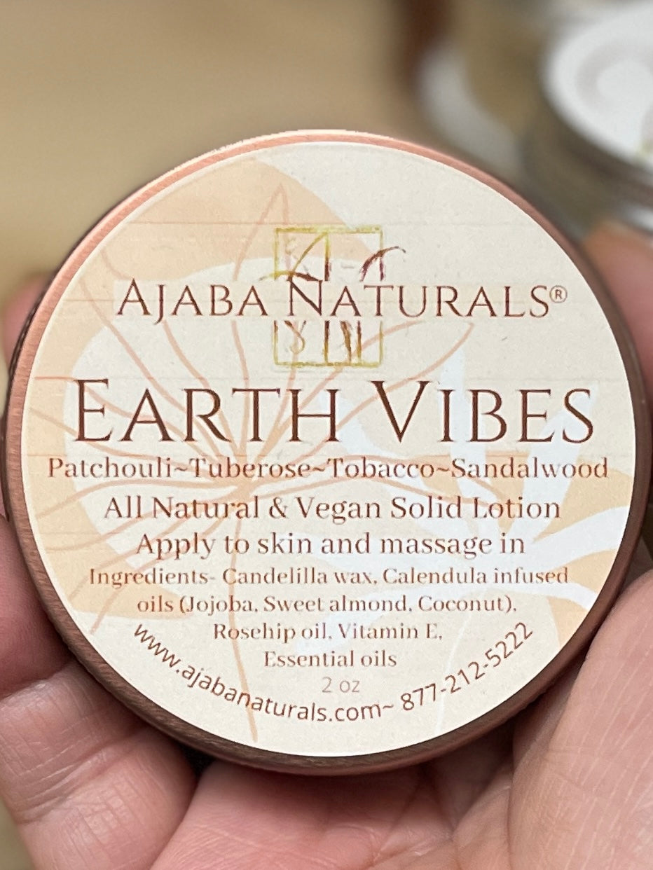 Earth Vibes All Natural and Vegan Solid Lotion Lotion Bar AJABA NATURALS® 