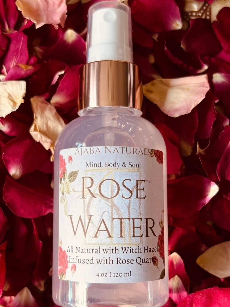 All Natural Rose Water Spray w/ Witch Hazel Spray/ Toner AJABA NATURALS® 